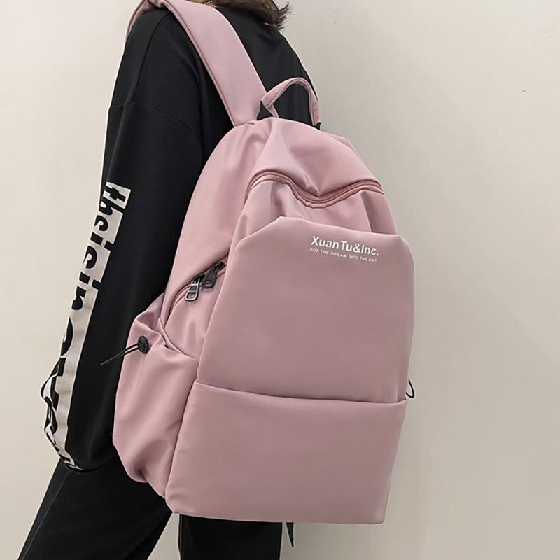 

Backpack Solid Color Women Student Schoolbag Large Capicity Fashion Teenage Girl Waterproof Travel Backpacks Cute Book Bag