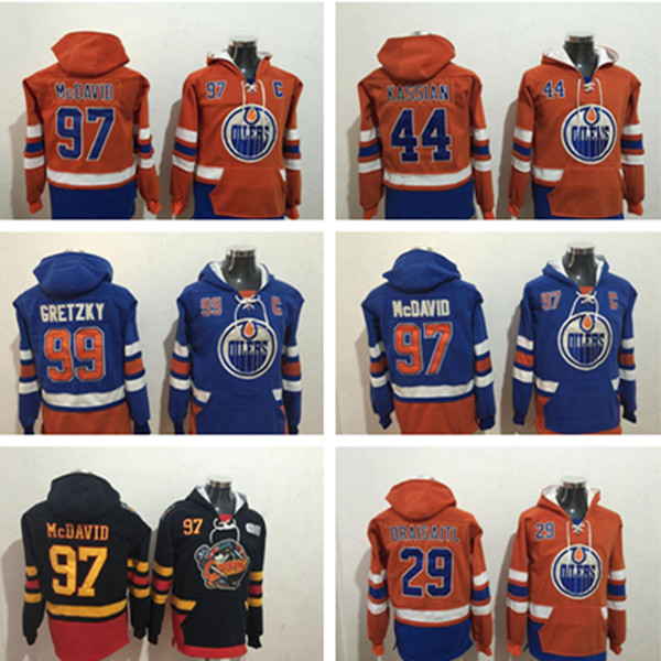 

Edmonton Oilers Hockey 97 Connor McDavid 29 Leon Draisaitl 44 Zack Kassian 99 Wayne Gretzky Hoodie Sweater Jerseys, Colour 4