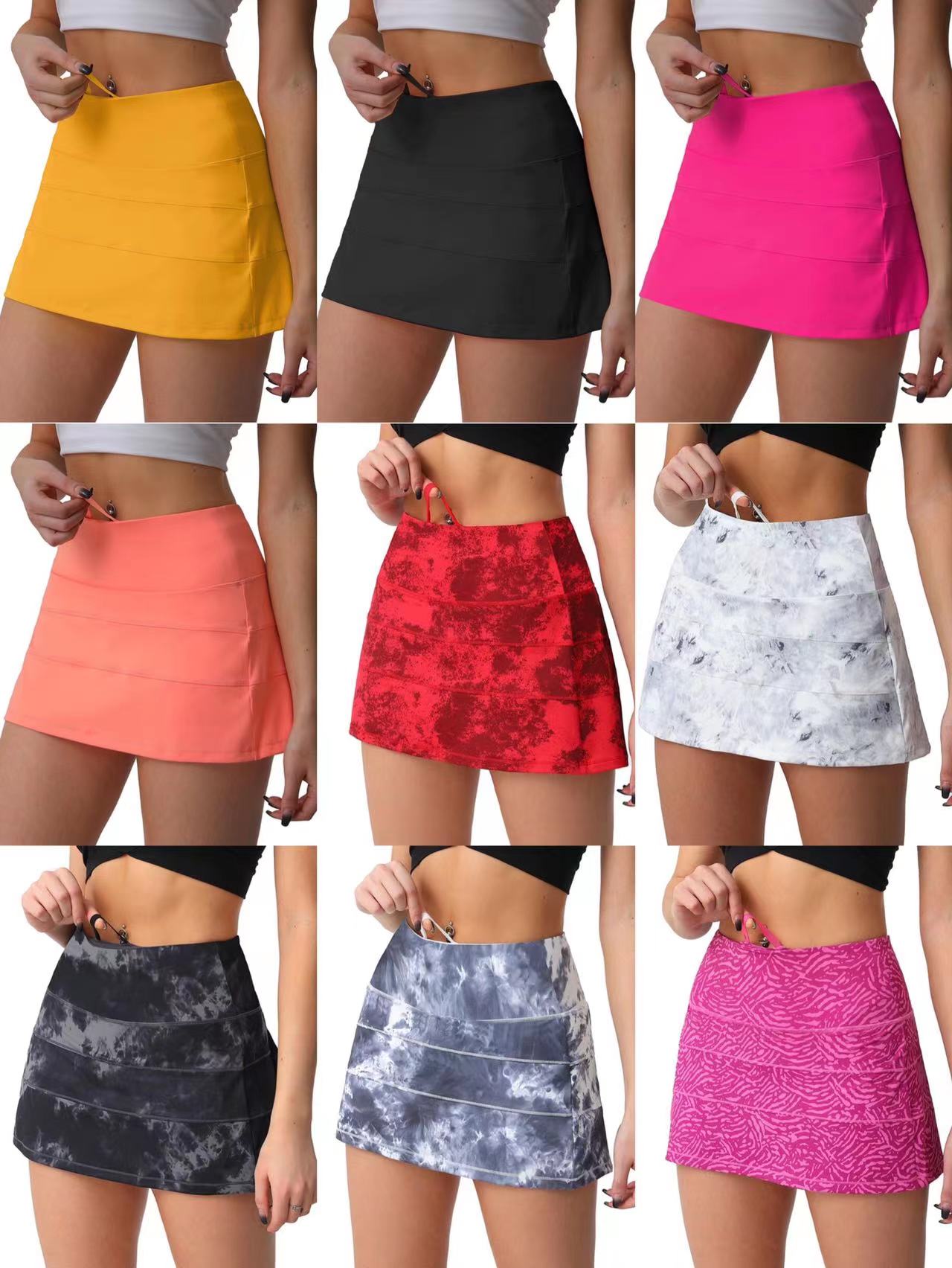 

L Canada Yoga Woman Sports pace skirts ladys dress Fitness Running Shirt Gym Workout Clothes leggings tennis skirt riva l leggings, Red dye tie