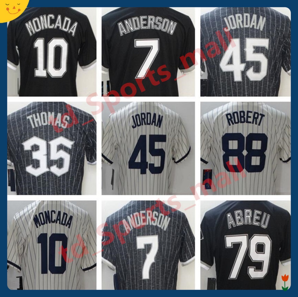 

new Men Baseball Jersey White Sox 79 ABREU 35 THOMAS 88 ROBERT 10 MONCADA 7 ANDERSON Stitch Jerseys, Blue;black