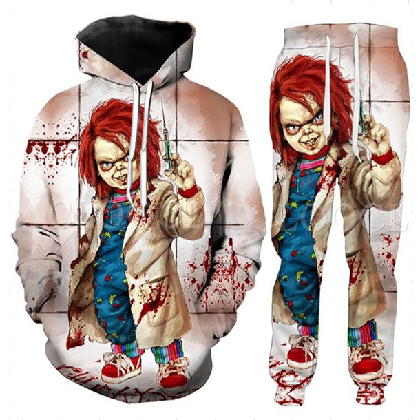 

New Fashion Halloween Chucky 3d Print Hip Hop Sweatshirt hoodies Long Men Women Clothing Pullover Hooded Suits (1PAC) WF024, As the picture shows 2