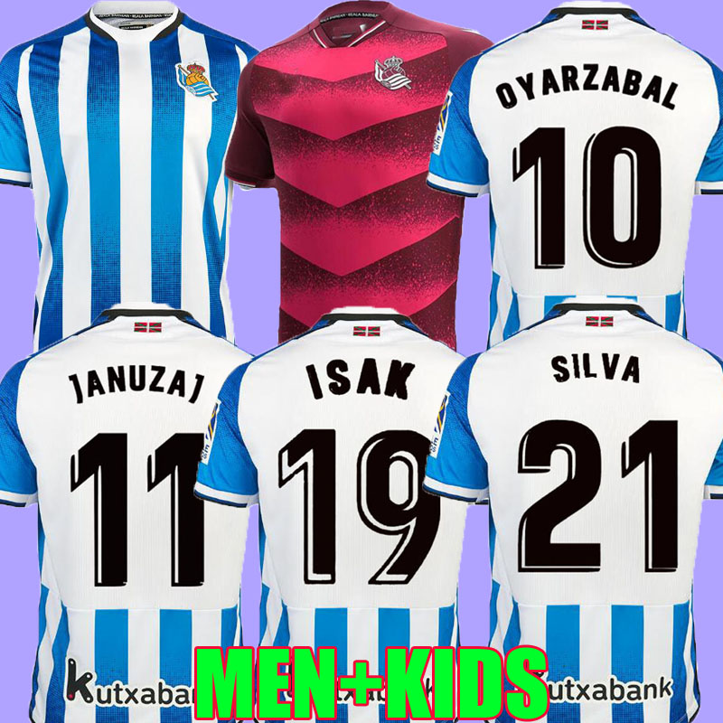 

21 22 Real Sociedad soccer jerseys 2021 2022 camisetas de fútbol Portu WILLIAN J. SILVA OYARZABAL Merino ZUBELDIA ISAK Januzaj home men kids kit football shirts tops, Away kids