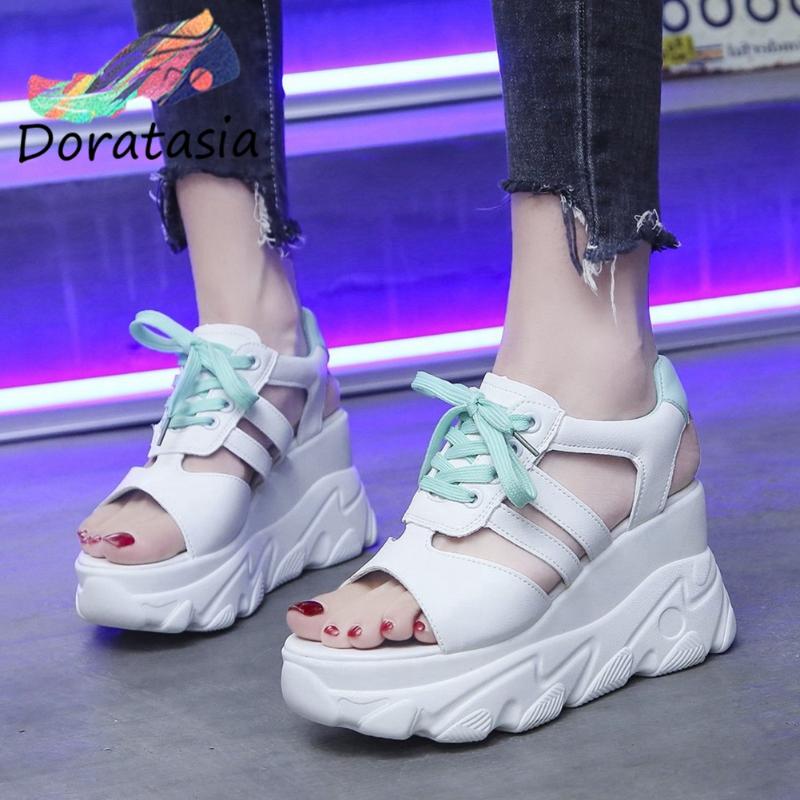 

Ins Women Solid Lace Up Platform Wedges Shoes Casual Leisure Comfy Quality Sandals Dress, Black