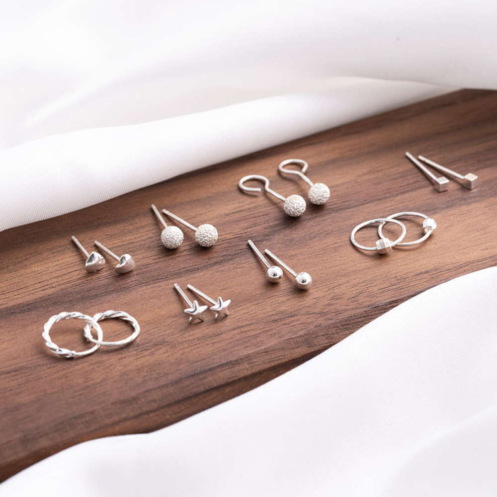 

earrings Small rings women's s 999 pure silver pin Mini allergy stick ear hole Earrings simple 925 accessories, Golden