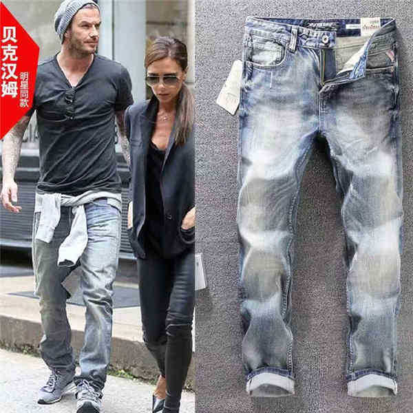 

High quality Mens jeans Distressed Motorcycle biker jean Rock Skinny Slim Ripped hole stripe Fashionable snake embroidery Denim pants, #12