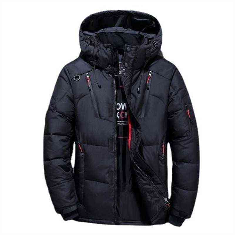 

Men's White Duck Down Jacket Warm Hooded Thick Puffer Jacket Coat Male Casual High Quality Overcoat Thermal Winter Parka Men Y1103, Black