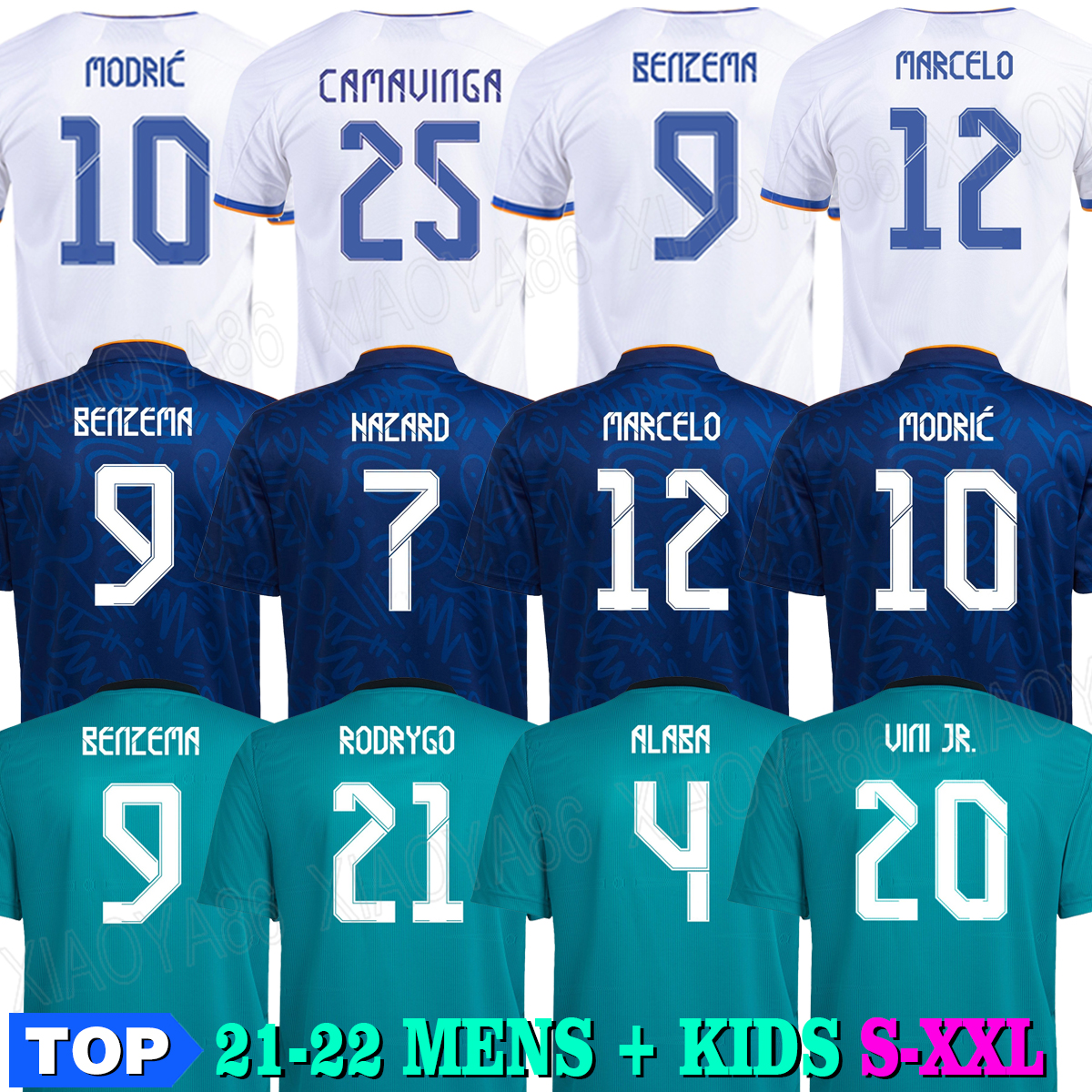

REAL MADRID jerseys 21 22 soccer football shirt ALABA HAZARD SERGIO RAMOS BENZEMA MODRIC ASENSIO camiseta men + kids kit 2021 2022 uniforms fourth, Home