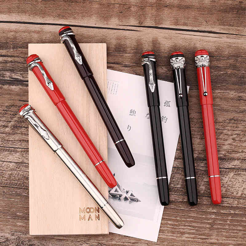F9 Moonman Master Double Color Metal Pen Red Snake Spirit Spider Piston Ink Absorption-image-719297792