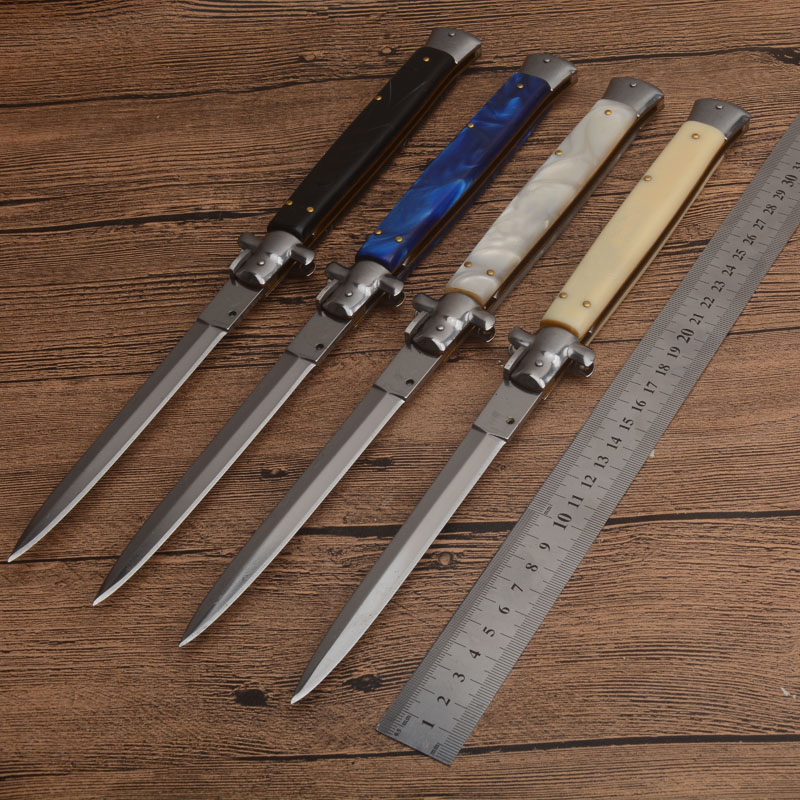 

13 Inch Italian AB Godfather Mafia Stiletto Knife Horizontal Tactical Knives 440C Blade Automatic Camping Hunting Survival Knifes EDC 9inch Tools