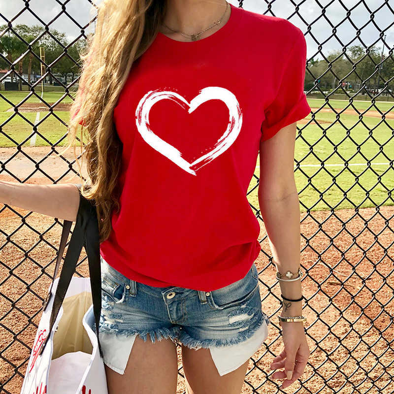 

Hearts Women T-shirts Casual Harajuku Love Printed Tops Tee Summer O Neck Loose Tshirt Streetwear Short Sleeve For Female 210526, Pink