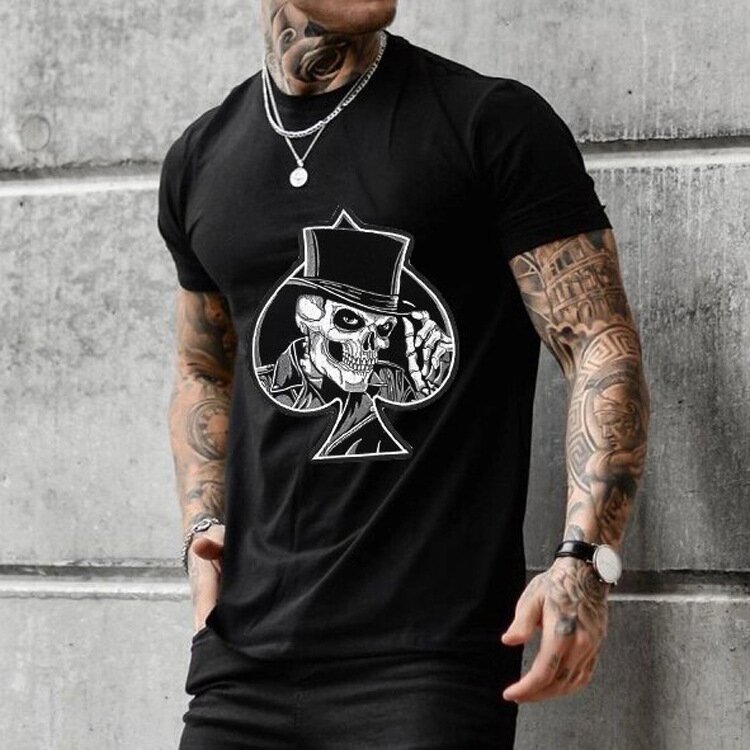 

King of the Lord pattern men's 3D printed T-shirt visual impact party top streetwear punk gothic round neck high quality American muscle style short sleeve, Picture 2