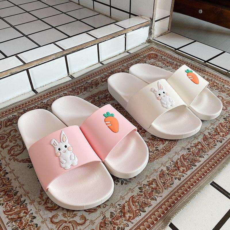 

Slippers Lovely Flat Cartoon For Women 2021 Home PVC Summer With Soft Soles, Black