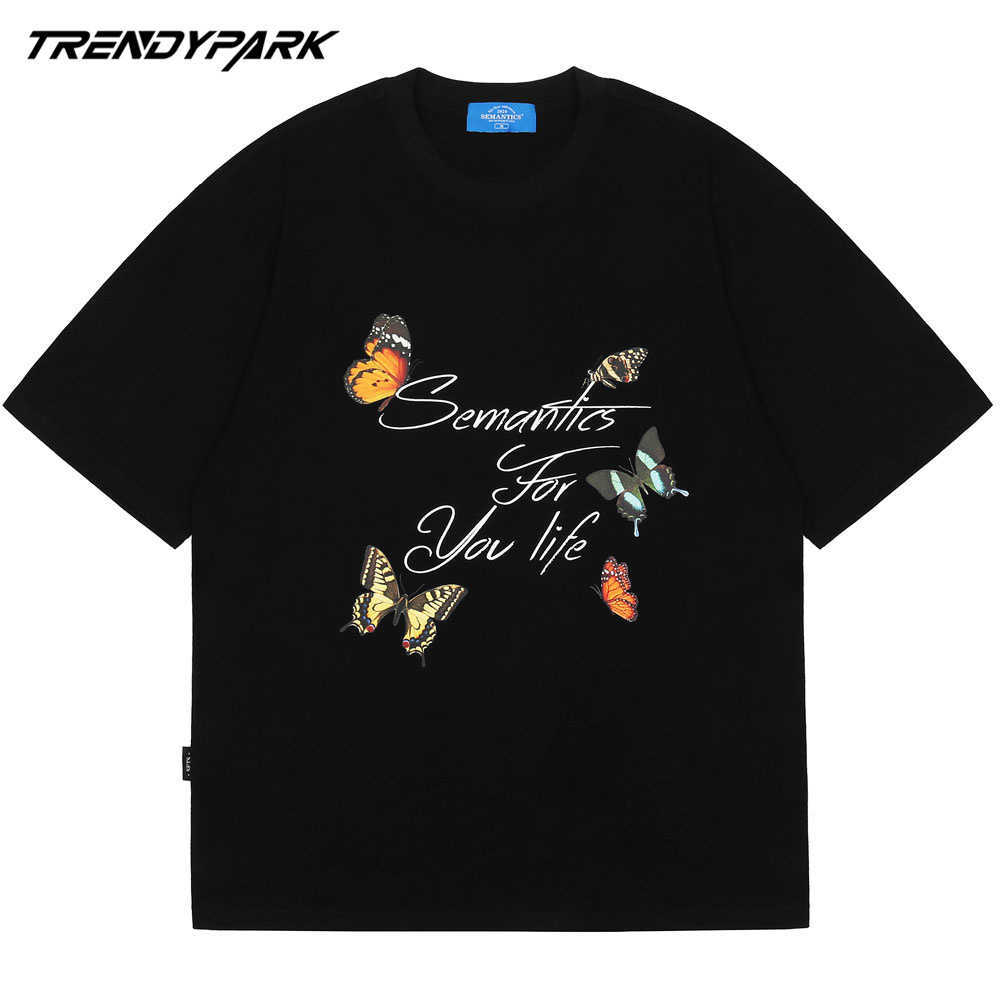 

Men's Creative Letters T-shirt Hip Hop Short Sleeve Summer Streetwear Oversized Harajuku Tees Men Clothing 210601, White