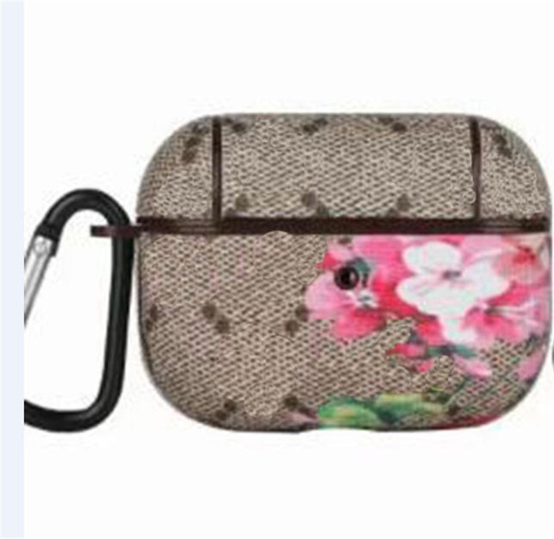 

Fashion Desinger Air pods pro Cases Colorful Brown Flower Airpods 1/2/3 G Design with Metal Pattern and Keychain Dirt-resistant cover, Grey g letter