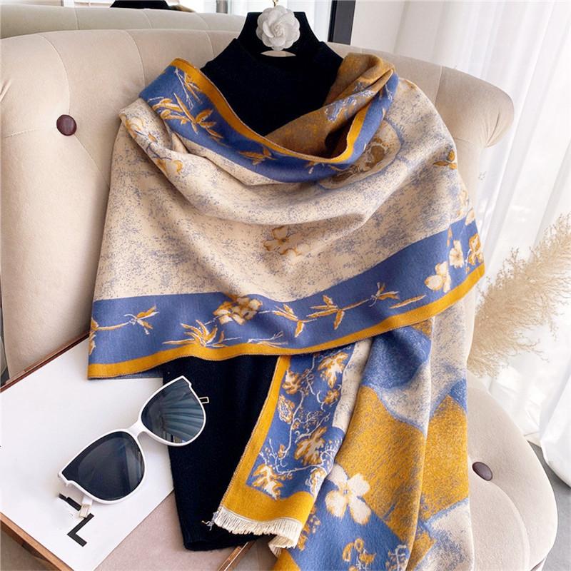 

Scarves Designer Women's Autumn Winter Thick Print Female Scarf Warm Knitted Women Luxury Cashmere Shawls Fashion Accessories