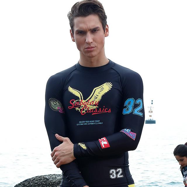 

Sabolay Rashguard For Men Diving Swimsuit Surfing Rash Shirt Surf Wear Uv Protection Lycra Guard One-Piece Suits
