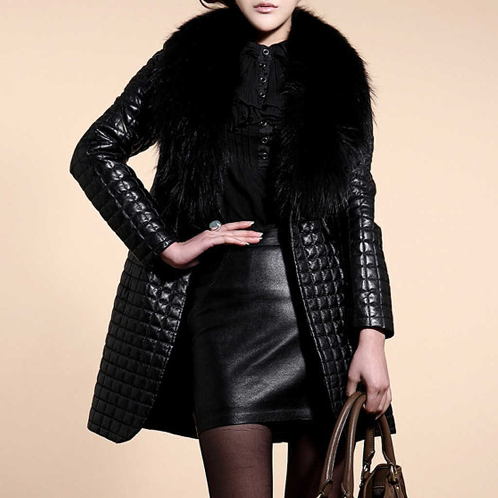 

Women Autumn Winter Faux Fur Soft Leather Jackets Coats Warm Long Sleeve Loose Coat Outerwear Lady Long Overcoat Fashion #40 Y0829, Bk