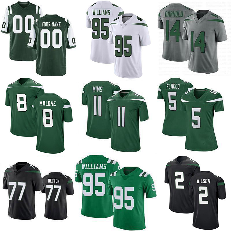 

2 Zach Wilson 8 Elijah Moore 95 Quinnen Williams Football jerseys 98 Sheldon Rankins 77 Mekhi Becton 11 Denzel Mims 5 Joe Flacco 57 C.J. Mosley Custom Mens Womens Youth