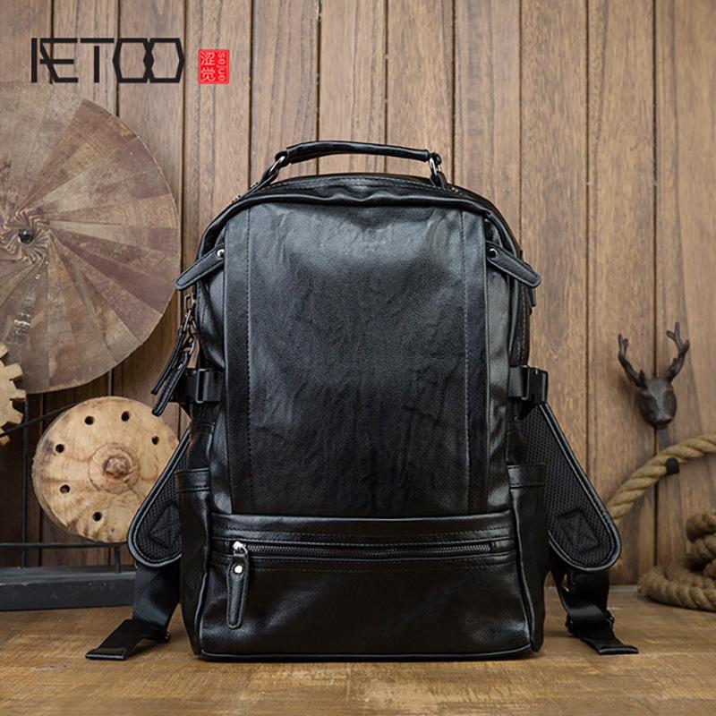 

Backpack AETOO Handmade Cowhide Backpack, Men's Personality Trend Leather