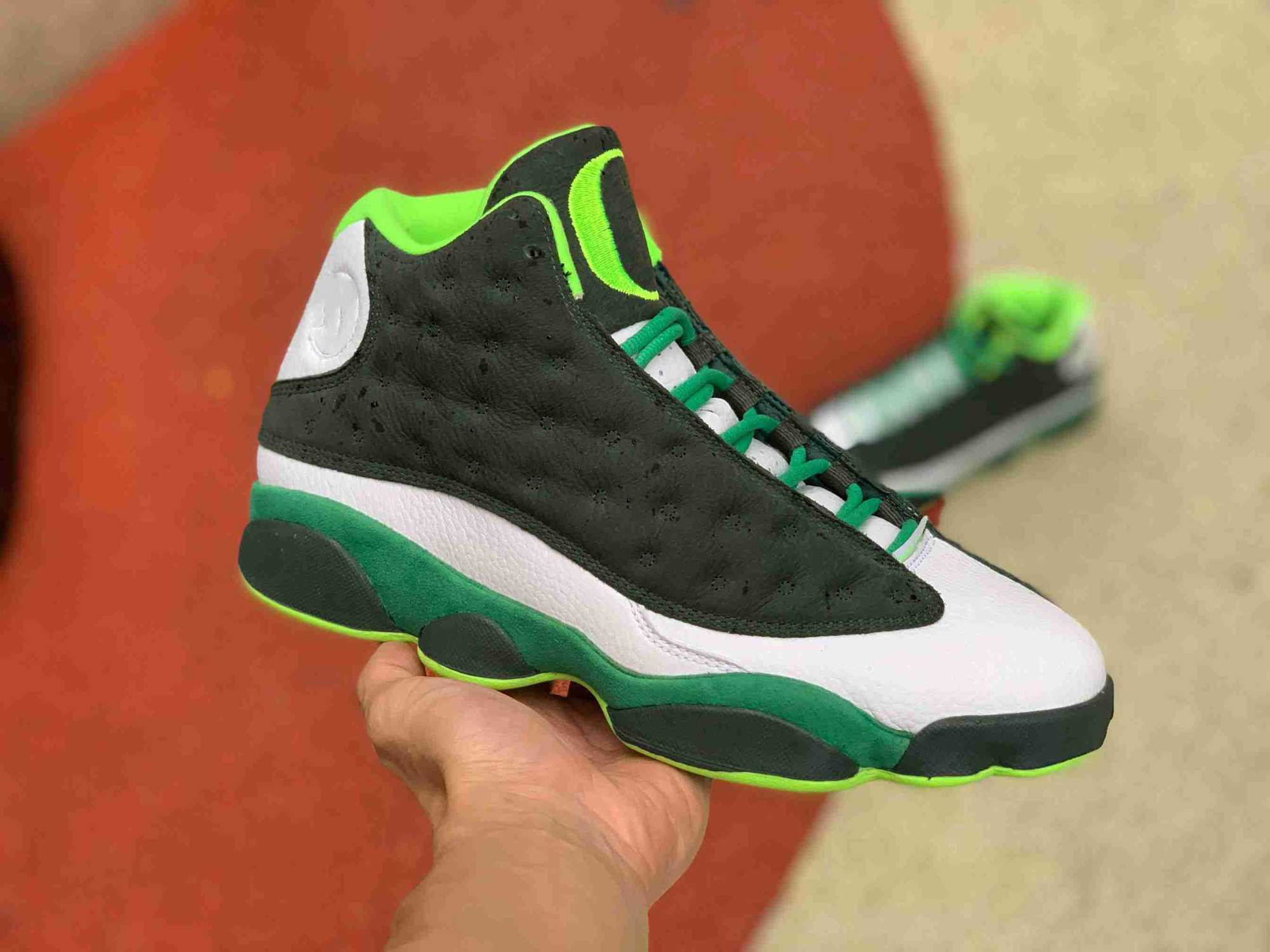 

ty 13 basketball shoes White Green Duck 13s White Army Green Fluorescent Green running outdoor sneakers, #1