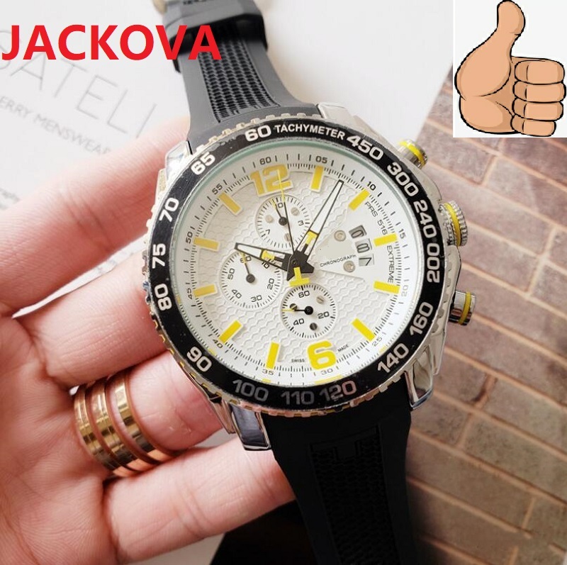 

all sub dials work set auger leisure watches 47mm black rubber silicone luxury Casual wristwatch quartz classic sapphire super 5ATM waterproof Wristwatches, As pic