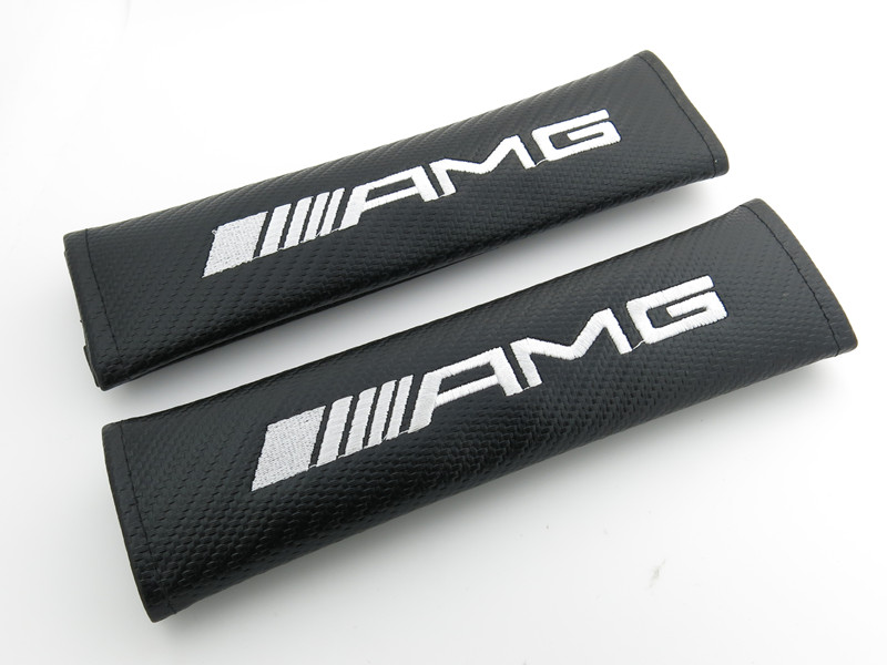 

2PCS Carbon Fiber Car Seat Belt Pads Covers Shoulder Cushion For AMG Black