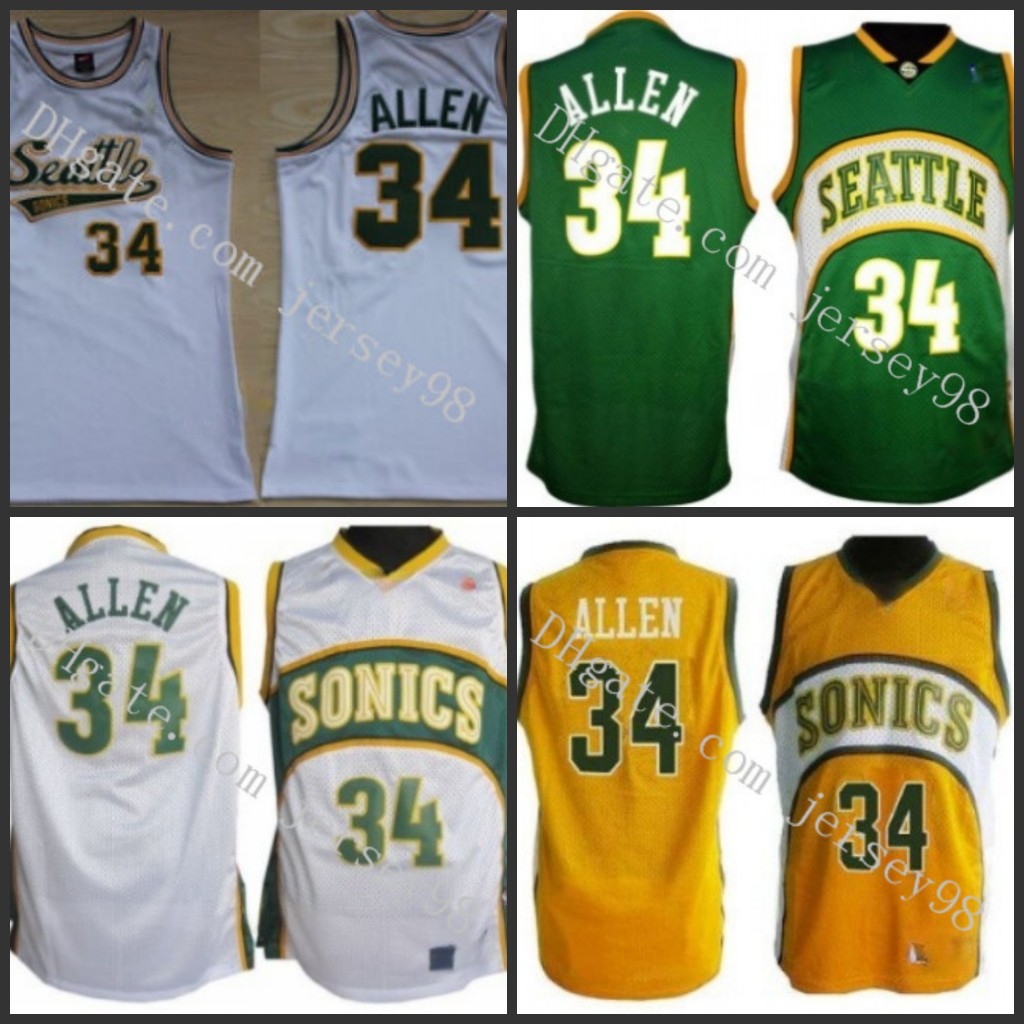 

Seattle Supersonics MEN #34 Ray Allen men Basketball Jersey, Black
