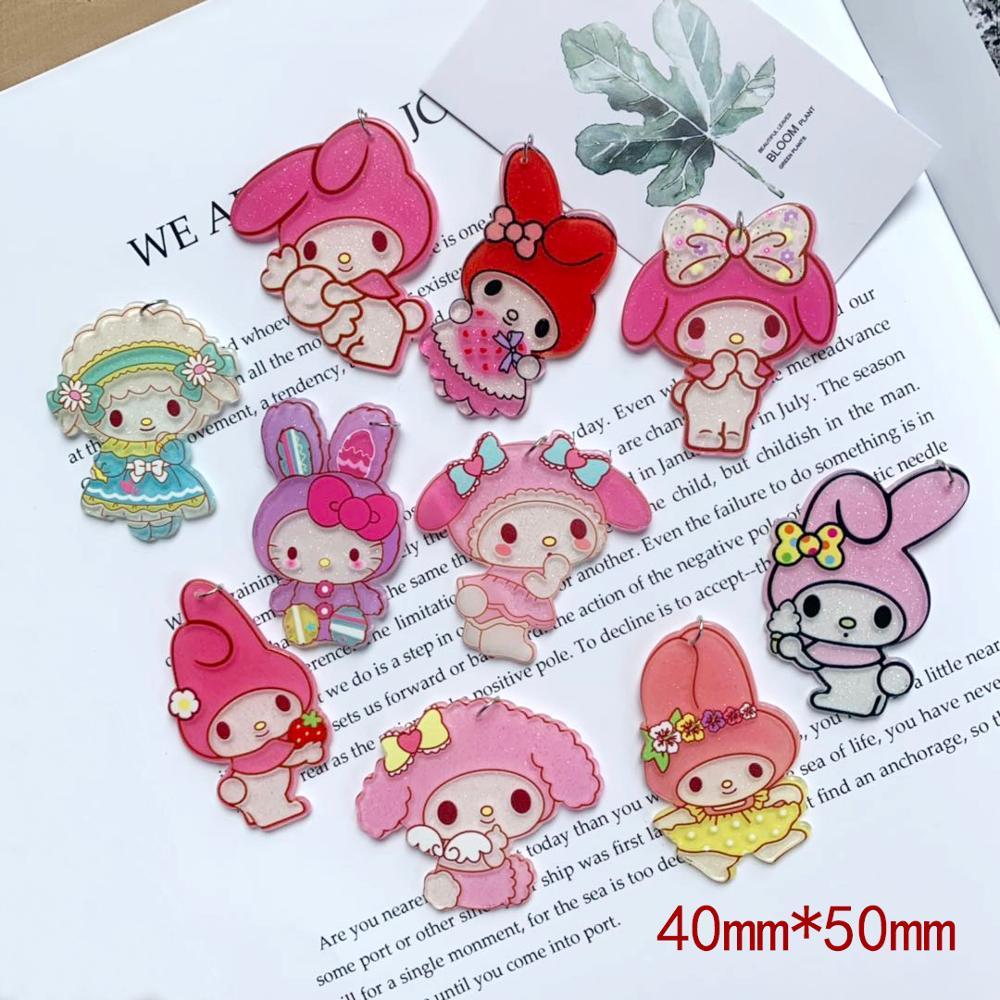 

10pcs 40*50mm Cute Acrylic Cartoon Rabbits Animal Pendants Charms DIY Decoration Necklace Earring Keychain Brooch Hair Accessory