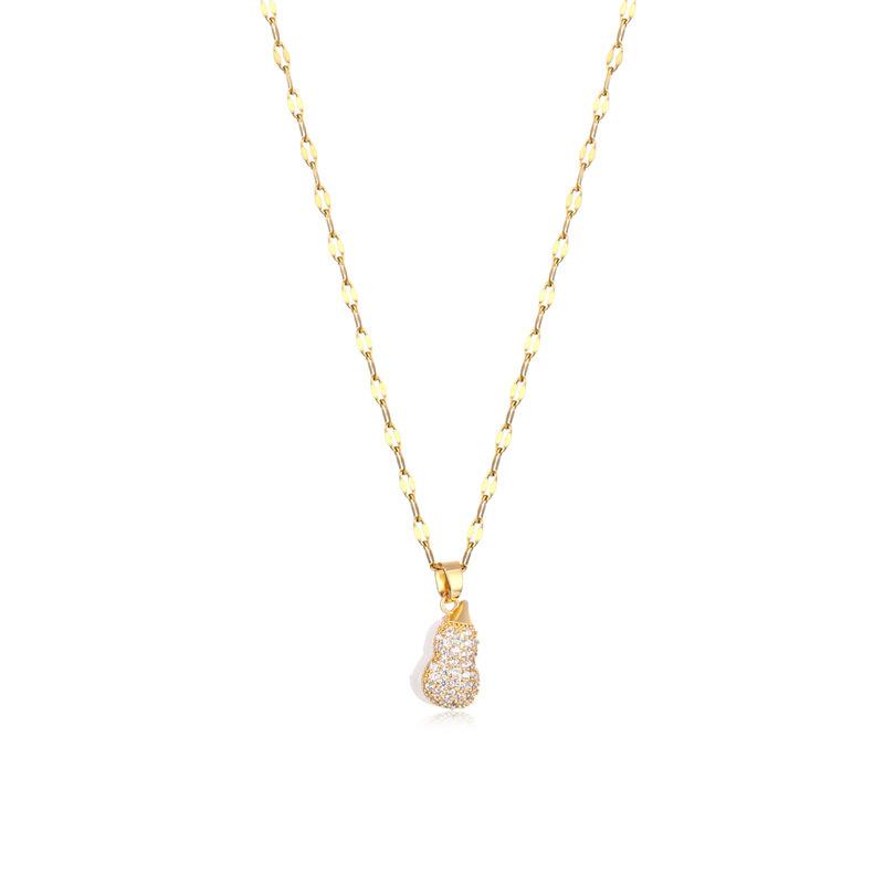 

Pendant Necklaces Low Price Jewelry Korean Titanium Steel Double Gourd Women's Design Inlaid Zircon Clavicle Neck Bridal Necklace For Girls
