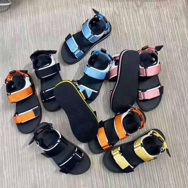 

2021 fashion women Canvas buckle slippers slides sandals Crystal Calf leather quilted Platform sandal Designer womens Flat slide slipper size 35-41 box