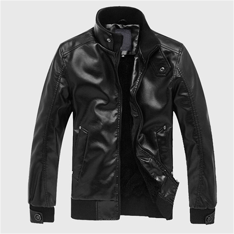 

Men' Leather Jackets Men Stand Collar Coats Mens Motorcycle Leather Jacket Casual Slim Brand Clothing 211110, Coffee