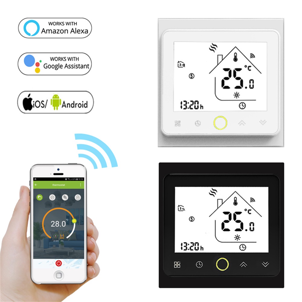 

95250V WiFi Smart Thermostat Temperature Controller for Water Electric Floor Heating Gas Boiler Works With Alexa Google Home