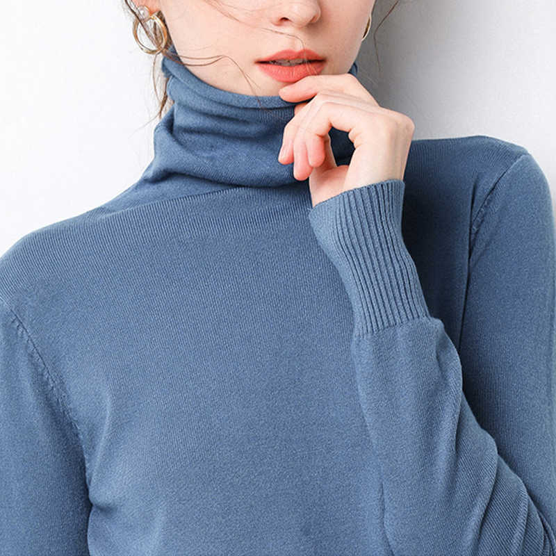 

Autumn Winter Soft Cashmere turtleneck Pullovers Sweaters female knitting Slim-fit pull sweater womens clothing pullovers 210526, Colour 6