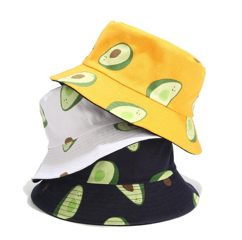 

YFM650 Avocado Cotton Women Reversible Bucket Hats Hip Hop Printed Fruit Spring Beach Panama Summer Hiking Sun Hat Sports Female Cap, Customize