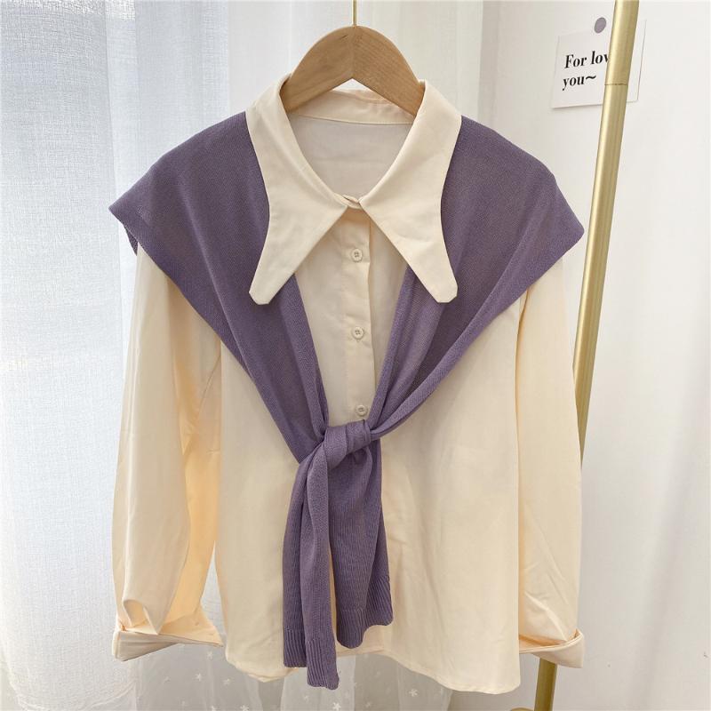 

Scarves Female Shawl Summer Outside Knit ScarfThin Air Conditioning Room Windproof Neck Collar W169, Blue;gray