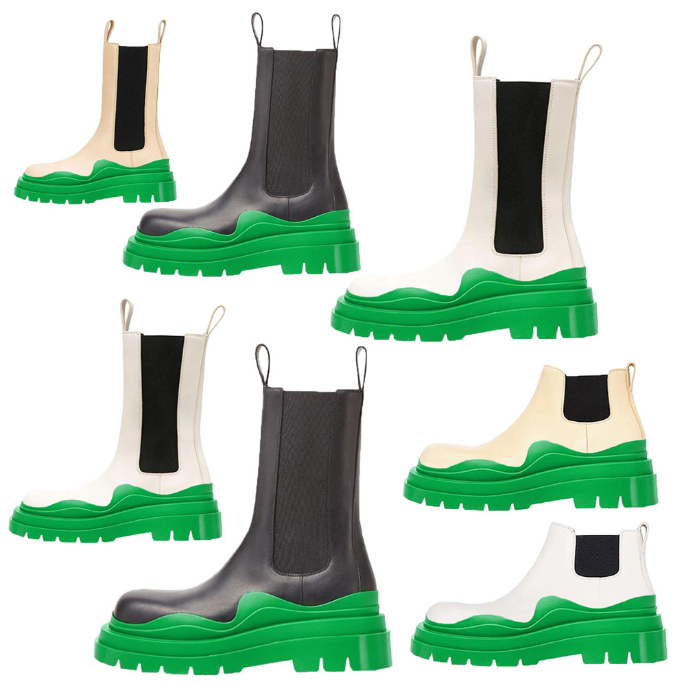 

2021 New Black+Green soles Bottega-booties TIRE BOOTS Man women platform chunky boot lady boot luxury designer women boots Mid-Calf designer boots 35--45, Shoes boxes