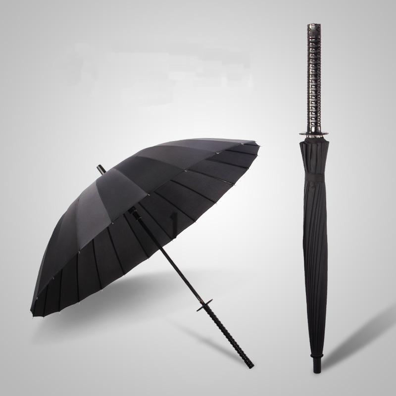 

Umbrellas Creative Man Long Handle Samurai Ninja Sword Umbrella Japanese Ninja-like Large Windproof Sun Rain Straight Auto Open, 16 bones - red