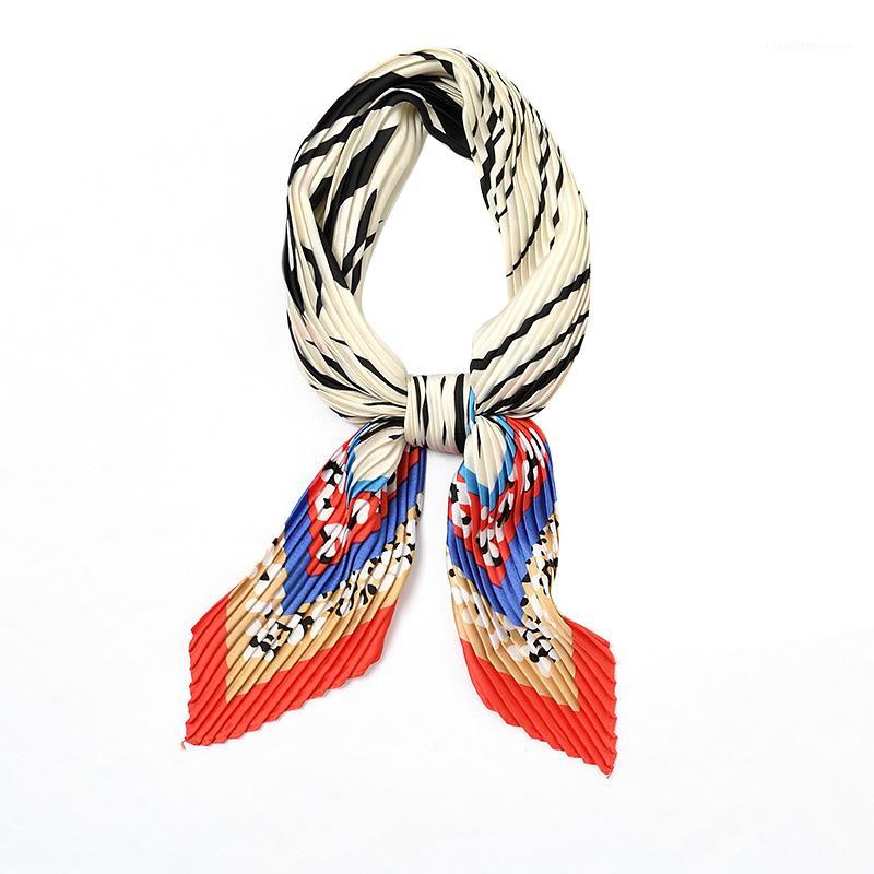 

Scarves Pleated Silk Scarf Print Foulard Versatile Wrinkle Exquisite Fashion Decorative Head Sweet Winter Scarfs For Ladies