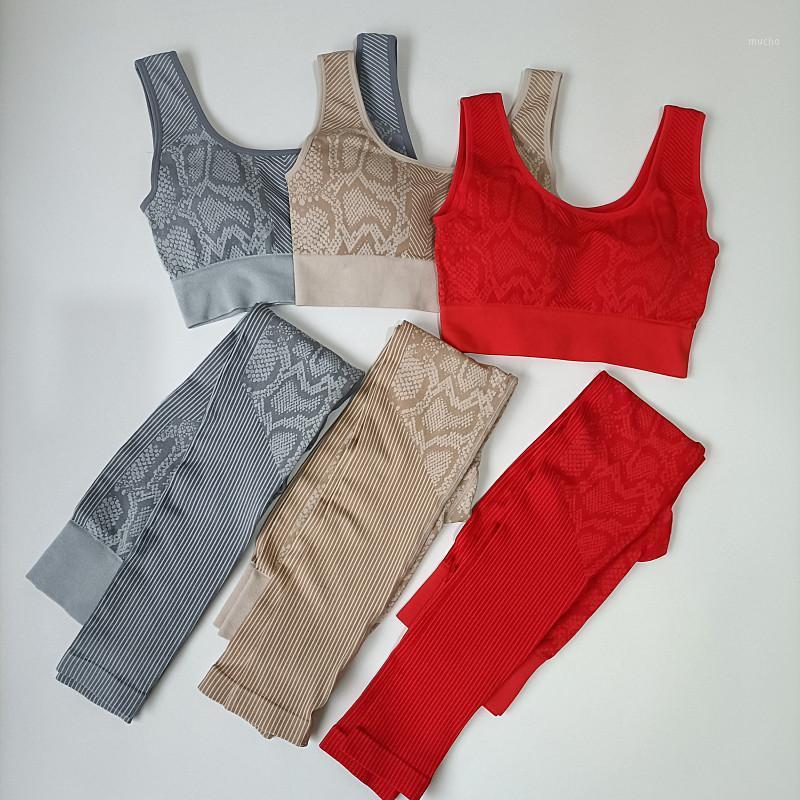 

Styles Seamless Yoga Set Snake Pattern Leopard Sport Suit Workout Clothes Leggings+Bra Tracksuit Women Fitness Outfit, Khaki suit-b