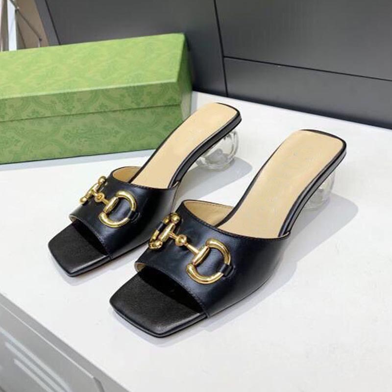 

Designer women's sandals fashion summer two-wear slippers mid-heel leather fairy style word with comfortable ladies shoes, Black