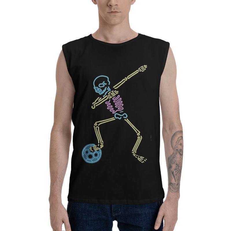 

Men' Tank Tops Dabbing Skeleton Love Soccer Mens Sleeveless Tees Shirts, White;black