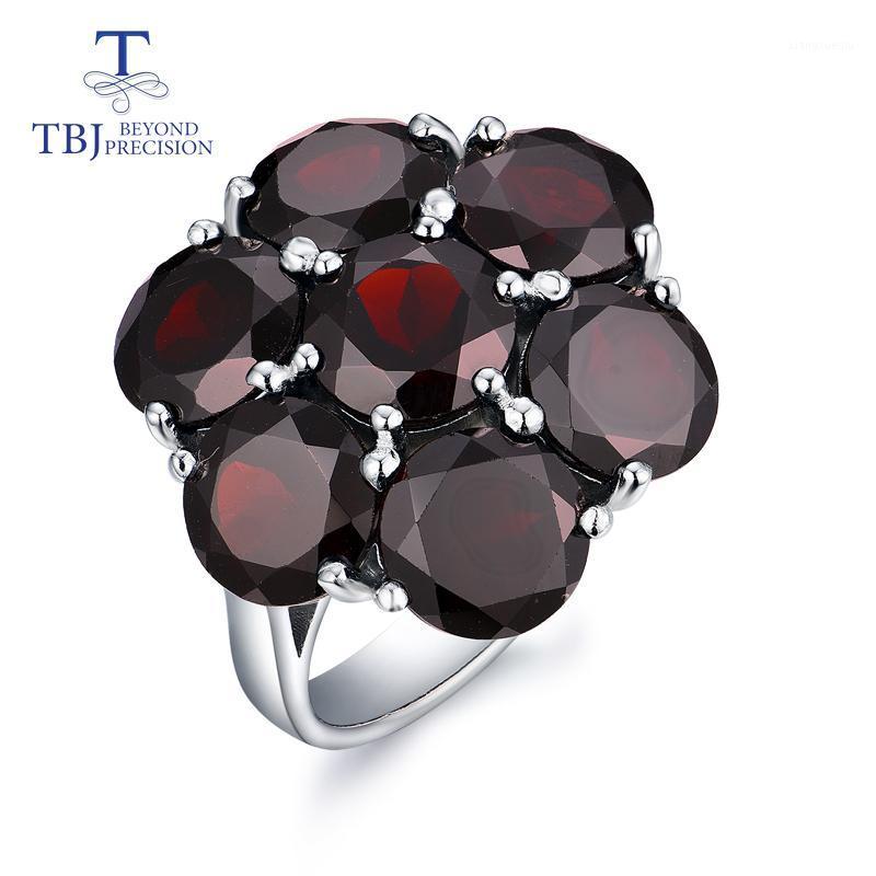 

Cluster Rings TBJ,natural Gemstone Black Garnet Flower Style 925 Sterling Silver Fine Jewelry For Woman Anniversary & Birthday Nice Gift, Golden;silver