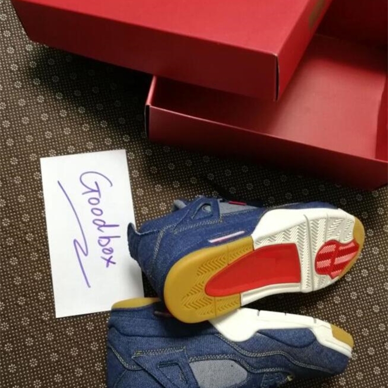 

4s jeans 4 RED JEAN DENIM SAIL GAME ROUGE Basketball With Box Men size sports shoes