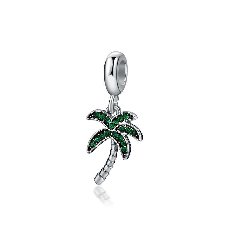 

Fits Pandora Bracelets 20pcs Hawaiian Coconut Trees Crystal Pendant Charms Beads Silver Charms Bead For Women Diy European Necklace Jewelry