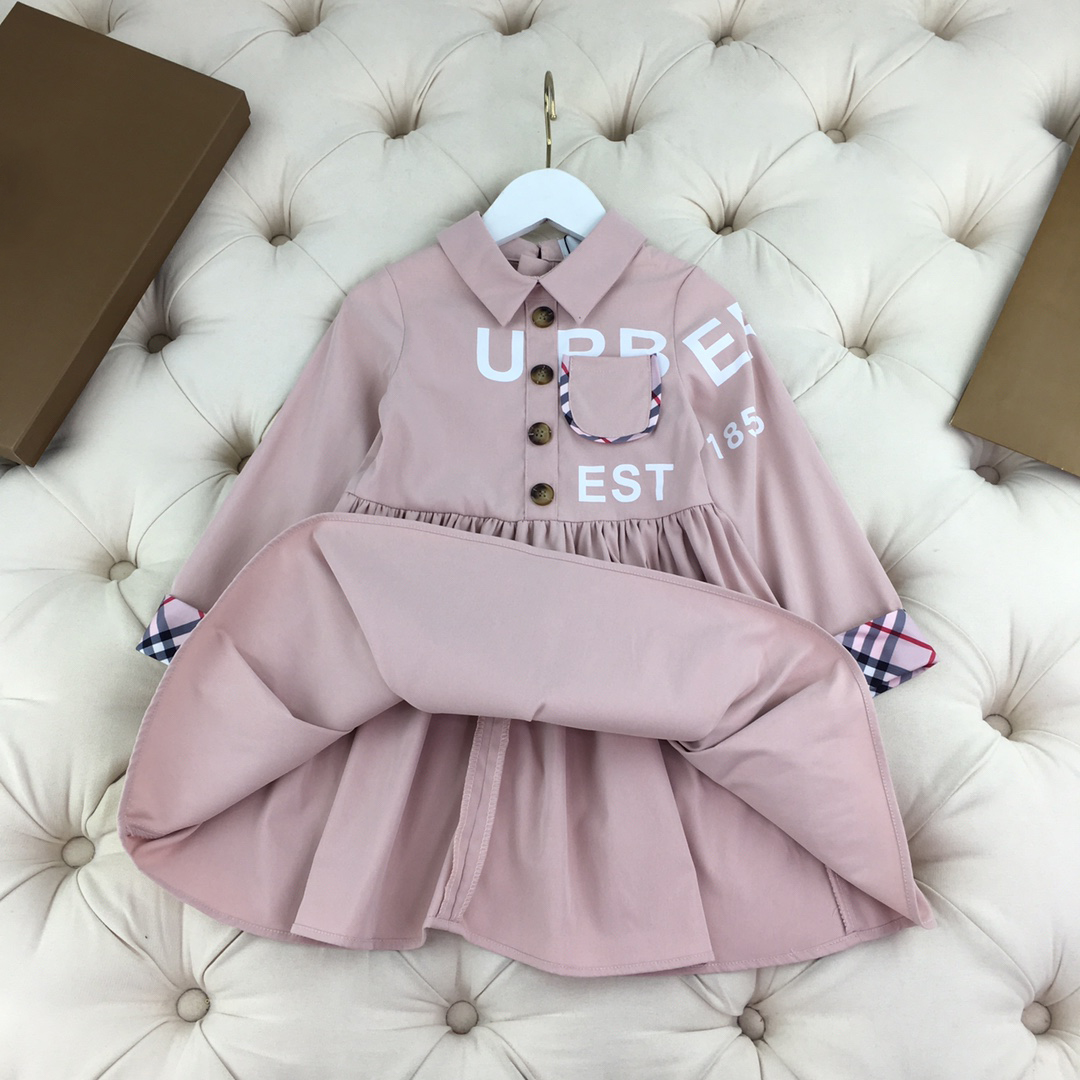 

luxury kids skirts coat childrens autumn letter print design dresses long sleeve girls princess wear size 110-160 light purple, Red;yellow