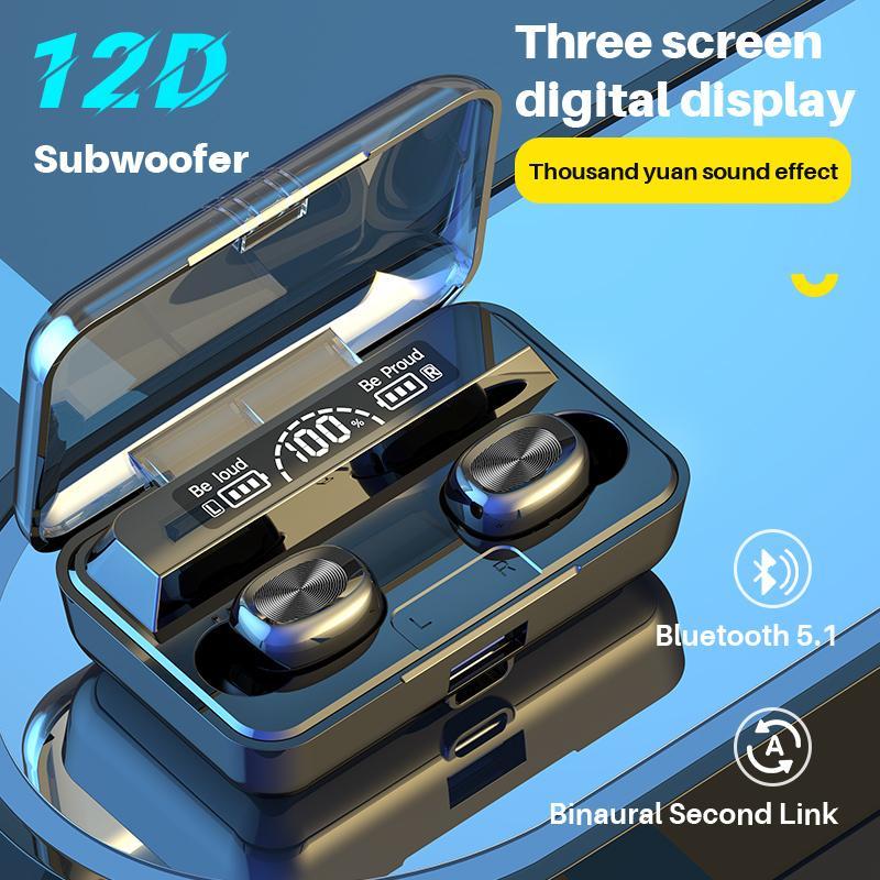 

Headphones & Earphones TWS Bluetooth 5.1 Headset LED Digital In-ear Wireless Sports Mini Earbuds 12D Bass Stereo Running Heasets