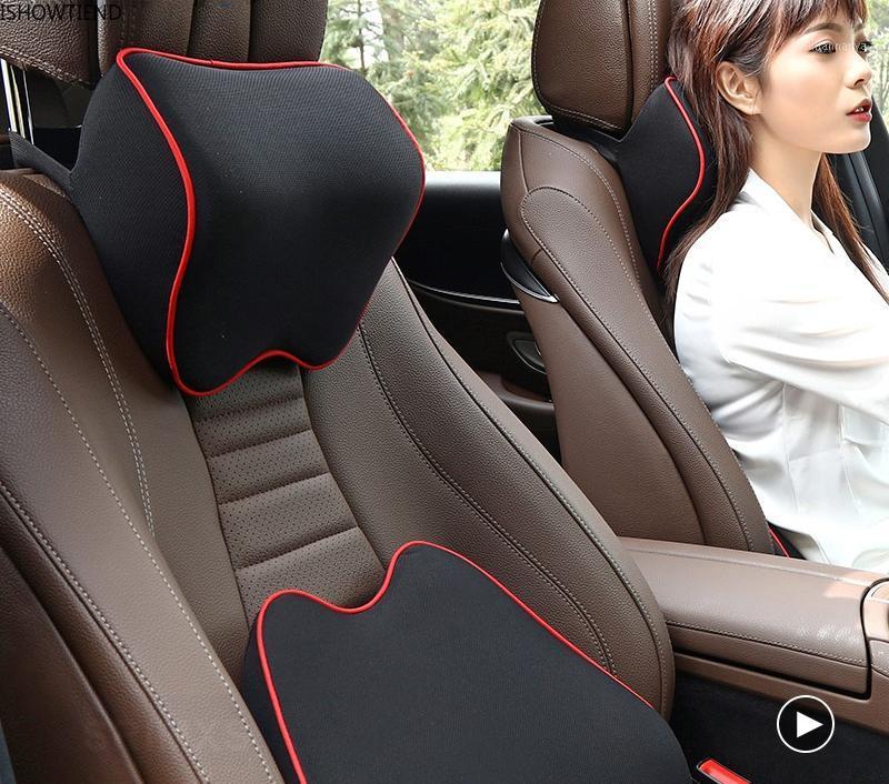 

Seat Cushions Car Headrest Pillow Neck Cotton Breathable Auto Rest Cushion Lumbar Cars Lean On The Waist