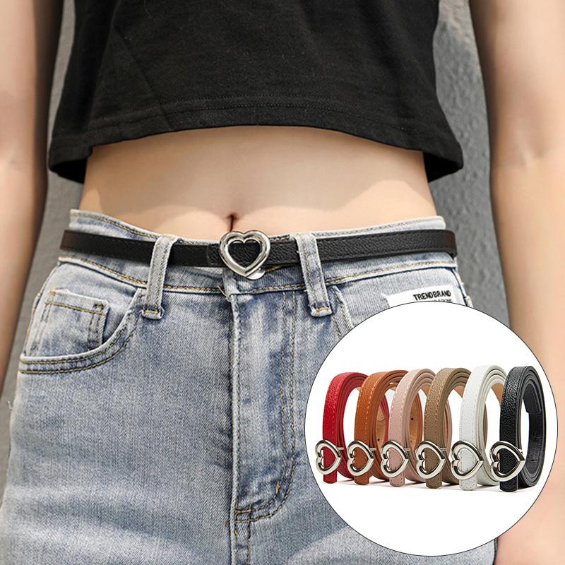 

Belts Female Leather Belt Women Metal Buckle Stylish Ladies Vintage Heart Leisure Trouser Accessories 6C8256, Black;brown