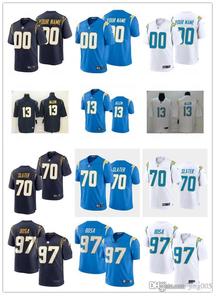 

Mens Womens Youth 97 Joey Bosa 70 Rashawn Slater 13 Keenan Allen White navy blue customs Football Jerseys, Black;red