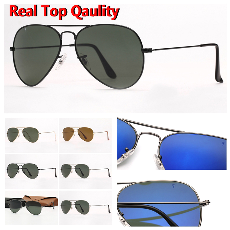 

pilot fashion sunglasses womens mens sun glass polarized men women eyeglasses des lunettes de soleil with leather case and red stickers for boyfriend